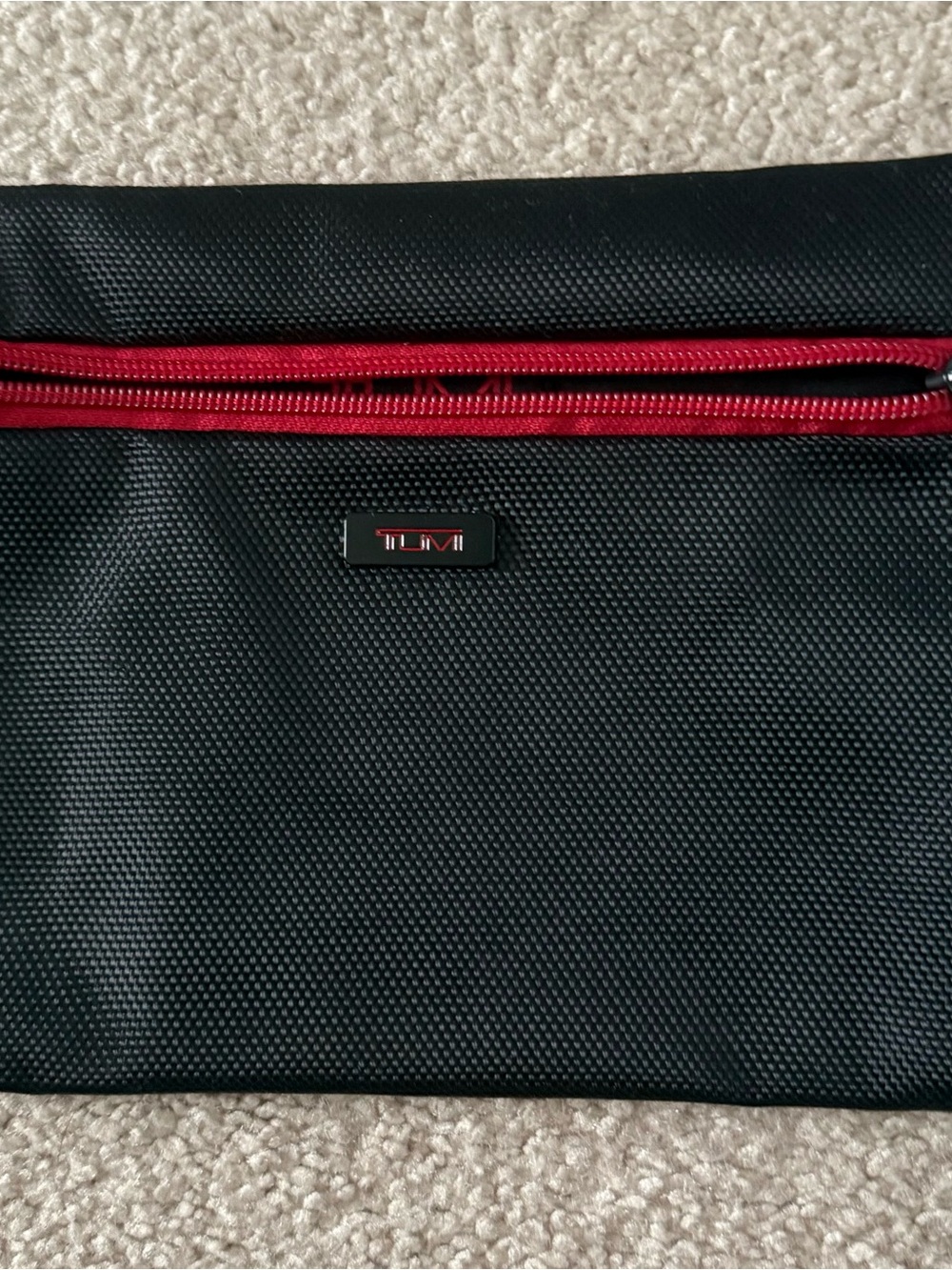 Tumi Black Travel Pouch w/ Red Zipper Accent - See Pics for Measurements